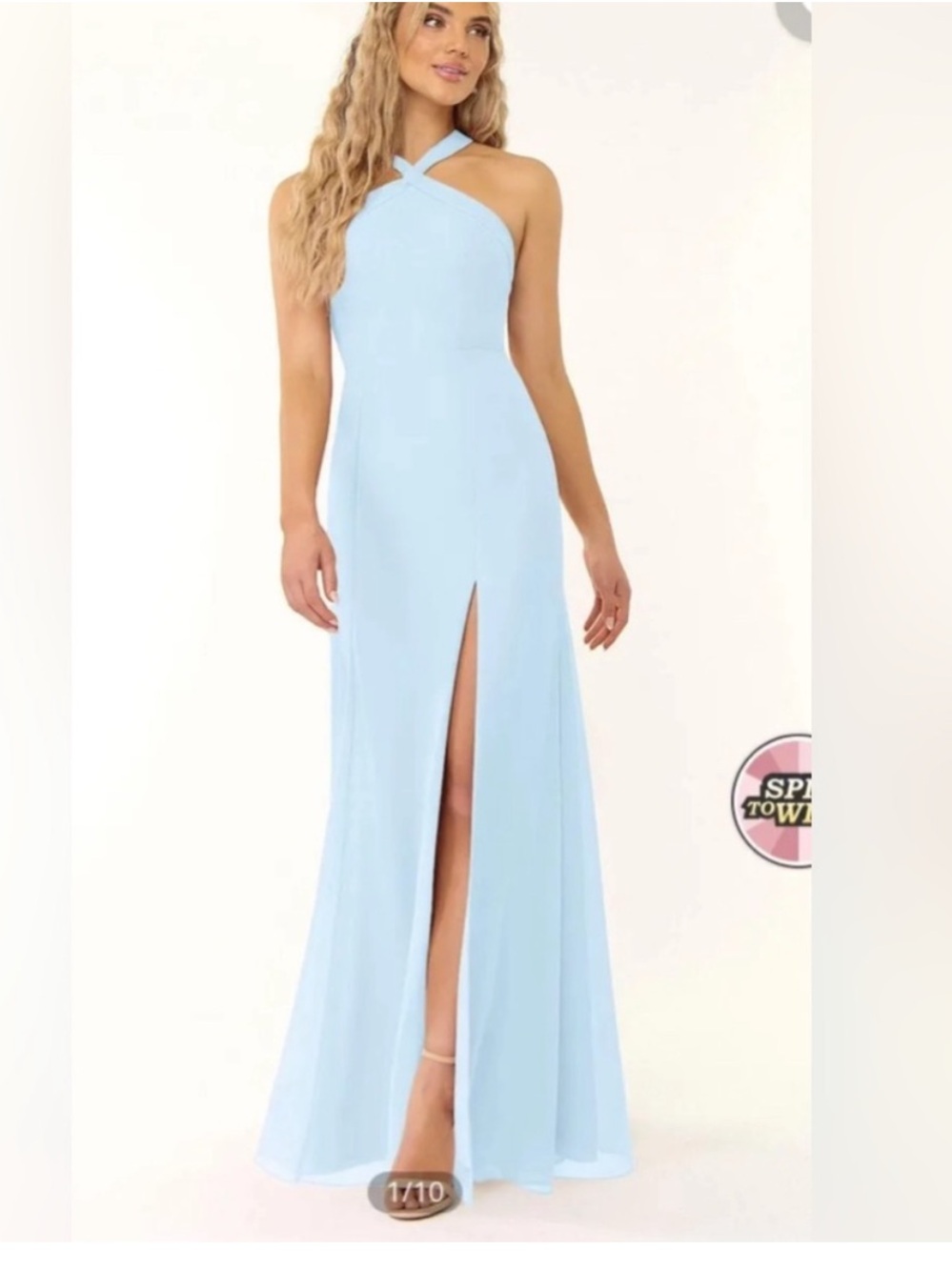 Azazie Sky Blue Open-Back Maxi Dress